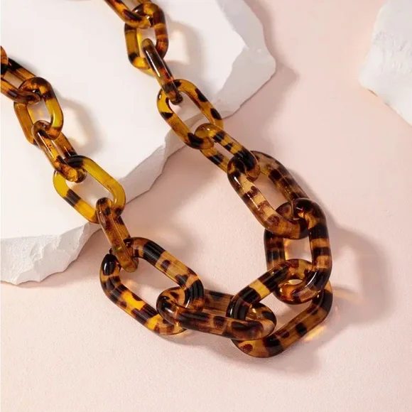 Tortoiseshell Chain Link Necklace - Picture 1 of 6
